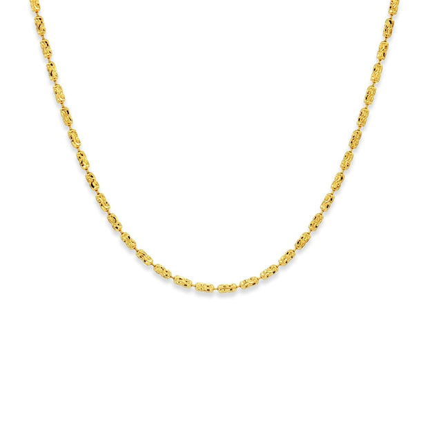 18K Long Beads Diamond Cuts