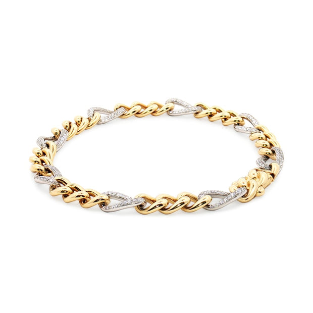 Two Tone Diamond Cuban Link Bracelet