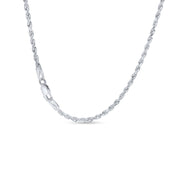 white gold chain showing lobster lock on a white background