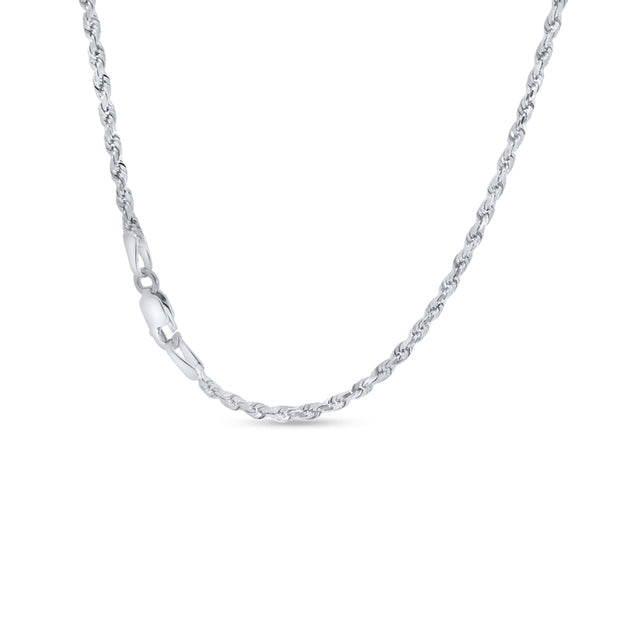 white gold chain showing lobster lock on a white background