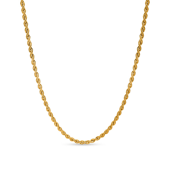 24K rope chain hanging on a white background